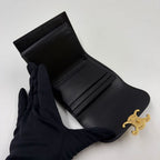 Celine Triomphe Small Flap Leather Black Wallet Gold — view 6