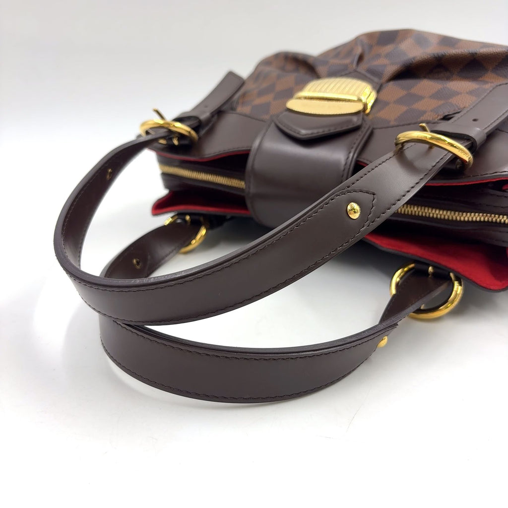 Louis Vuitton Sistine PM Damier Ebene Leather Brown Handbag Gold — view 6