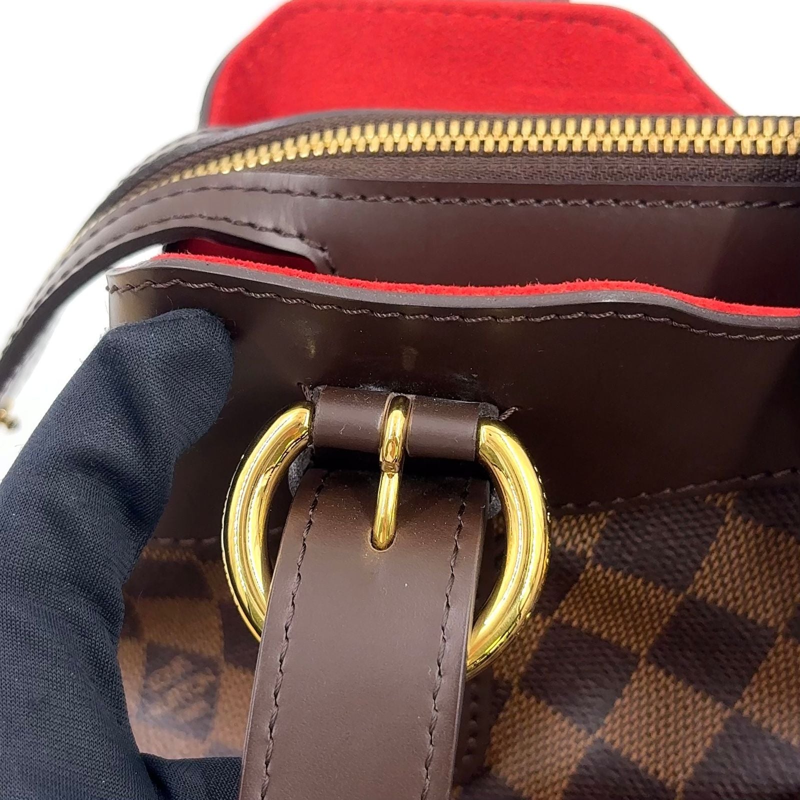 Louis Vuitton Sistine PM Damier Ebene Leather Brown Handbag Gold — view 7