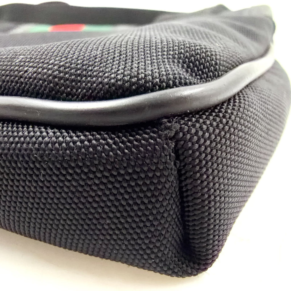 Gucci Interlocking Logo Leather Nylon Green Black Red Belt Bag Silver — view 8