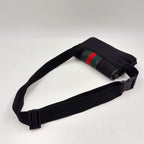 Gucci Interlocking Logo Leather Nylon Green Black Red Belt Bag Silver — view 5
