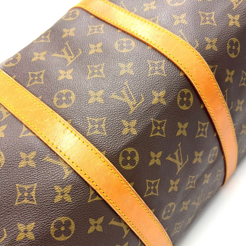 Louis Vuitton Keepall 55 Monogram Leather Brown Light Boston Bag Gold — view 9