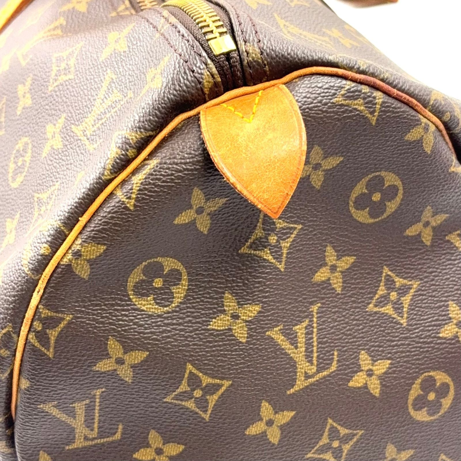 Louis Vuitton Keepall 55 Monogram Leather Brown Light Boston Bag Gold — view 5