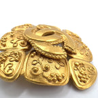 Chanel CC Logo Flower Motif Gold Plated Brooch — view 9
