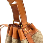 Celine Macadam Drawstring Leather Beige Light Brown Shoulder Bag Gold — view 9