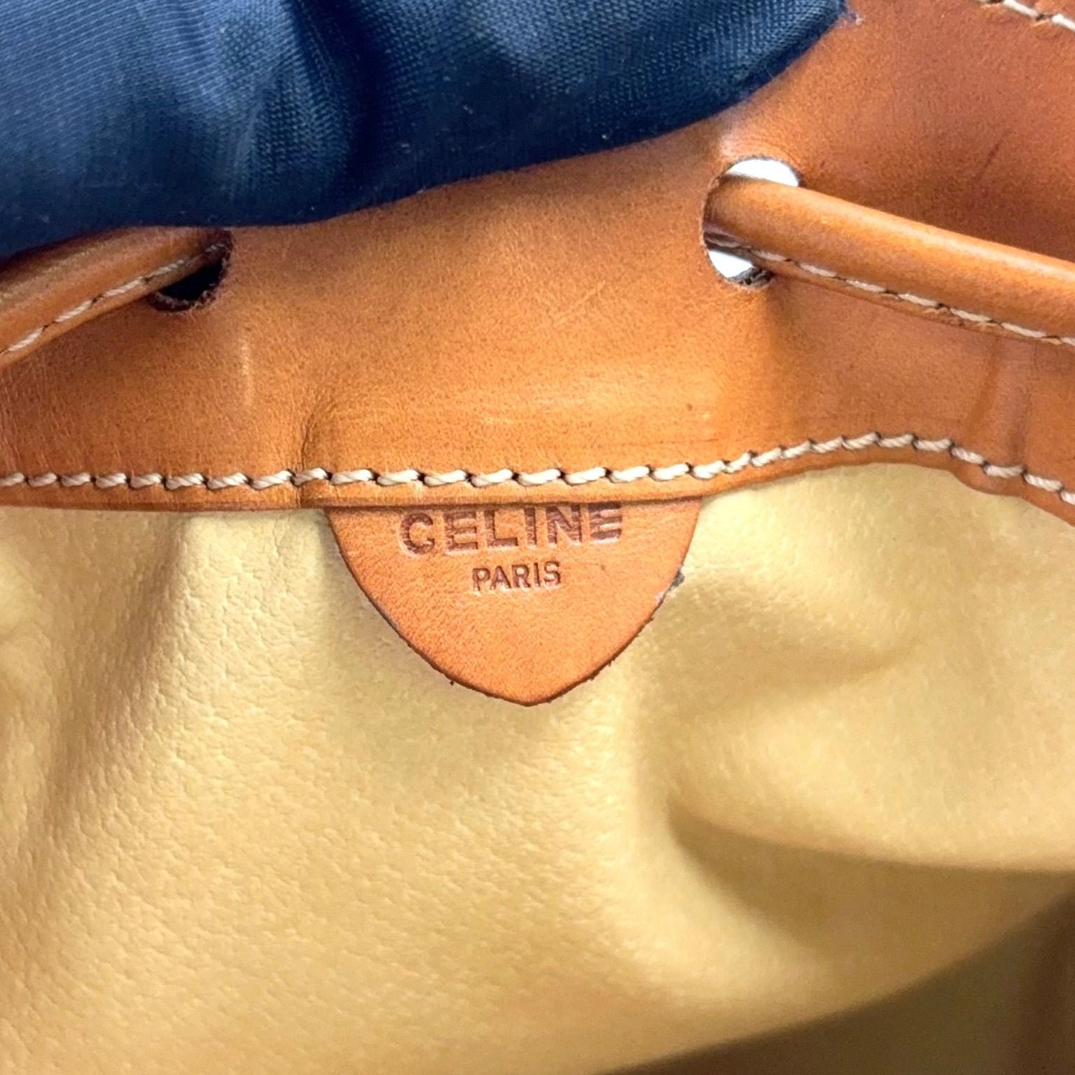 Celine Macadam Drawstring Leather Beige Light Brown Shoulder Bag Gold — view 4