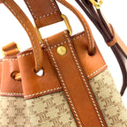 Celine Macadam Drawstring Leather Beige Light Brown Shoulder Bag Gold — view 8