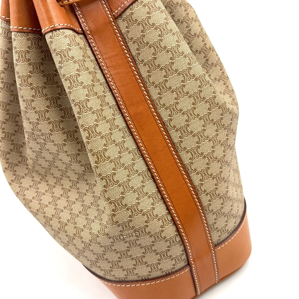 Celine Macadam Drawstring Leather Beige Light Brown Shoulder Bag Gold — view 6