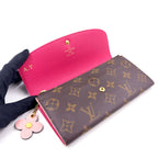 Louis Vuitton Portefeuille Emily Monogram Leather Pink Brown Bifold Wallet Gold — view 3