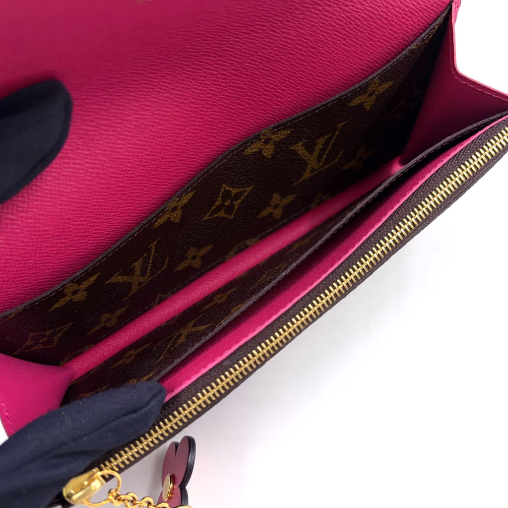 Louis Vuitton Portefeuille Emily Monogram Leather Pink Brown Bifold Wallet Gold — view 6