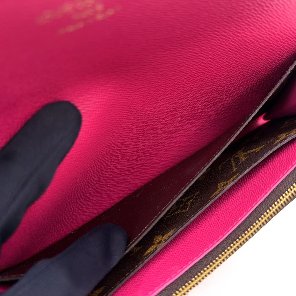 Louis Vuitton Portefeuille Emily Monogram Leather Pink Brown Bifold Wallet Gold — view 7