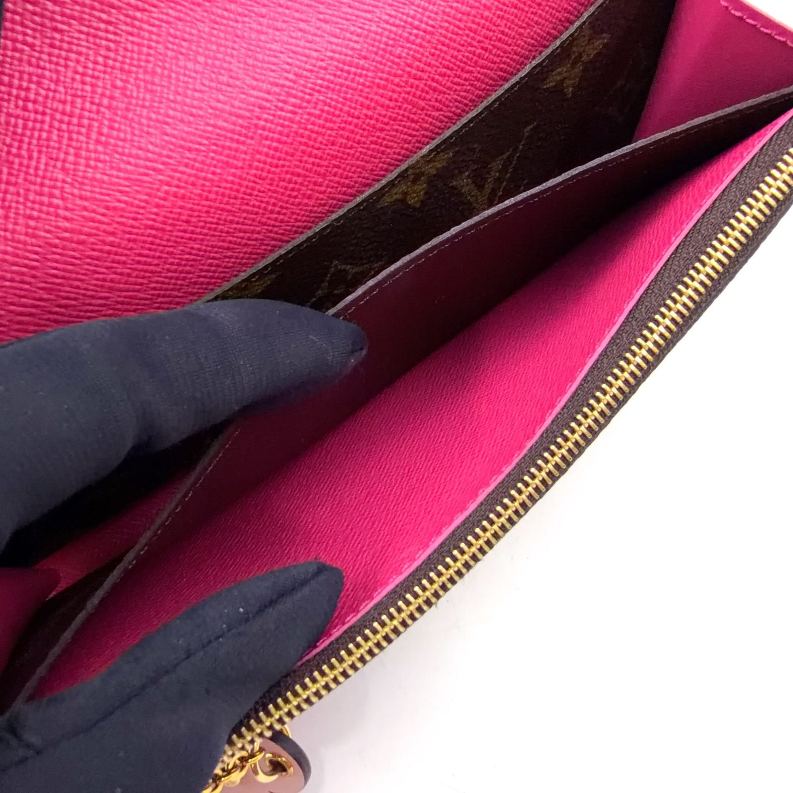Louis Vuitton Portefeuille Emily Monogram Leather Pink Brown Bifold Wallet Gold — view 8