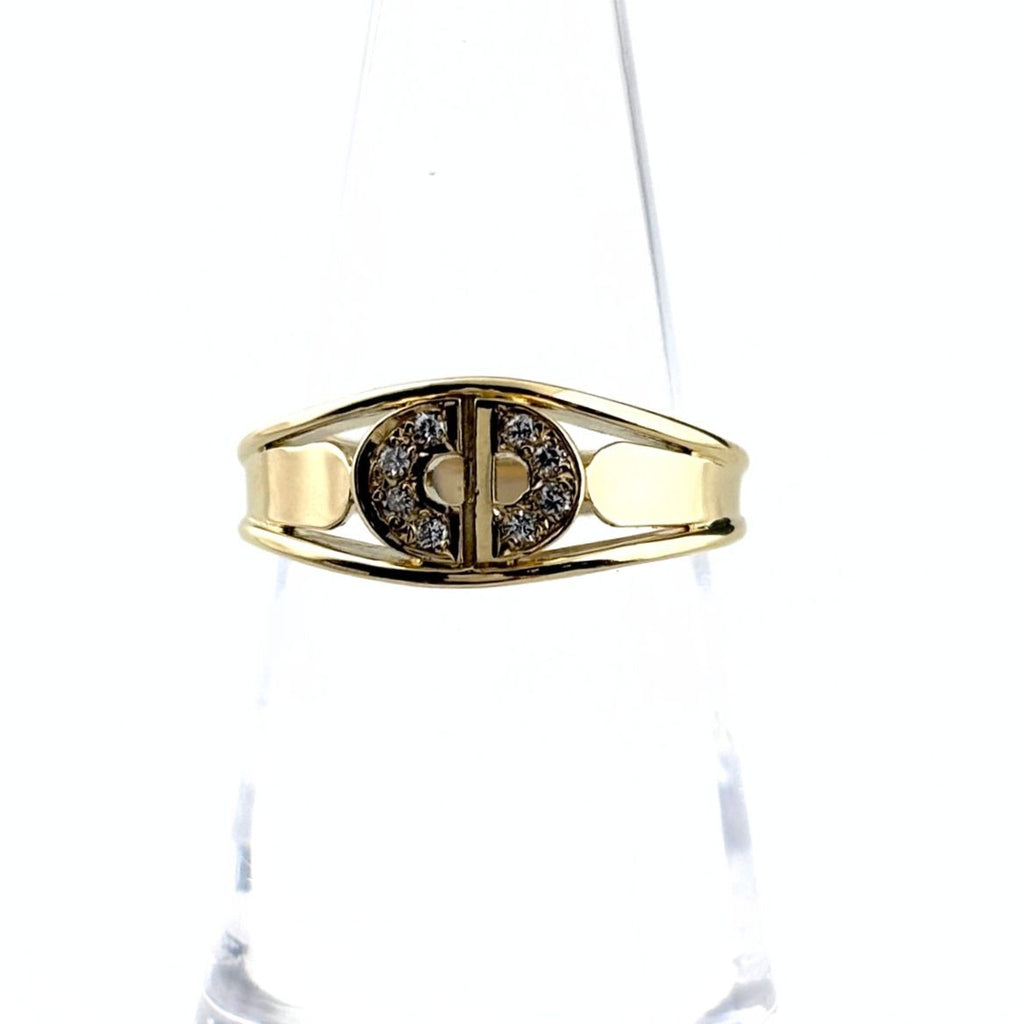 Dior Pave Diamond Ring YG Yellow Gold