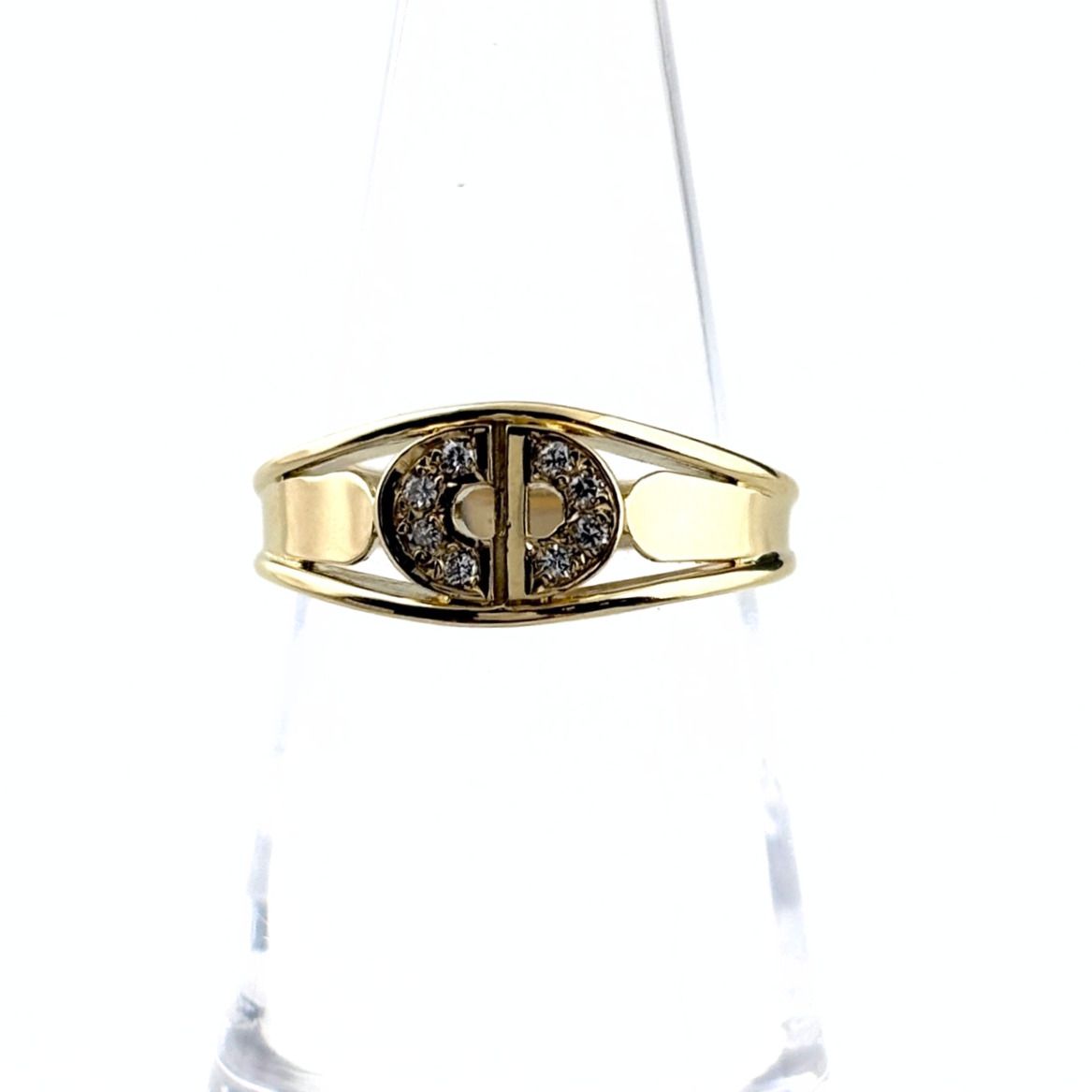 Dior Pave Diamond Ring YG Yellow Gold