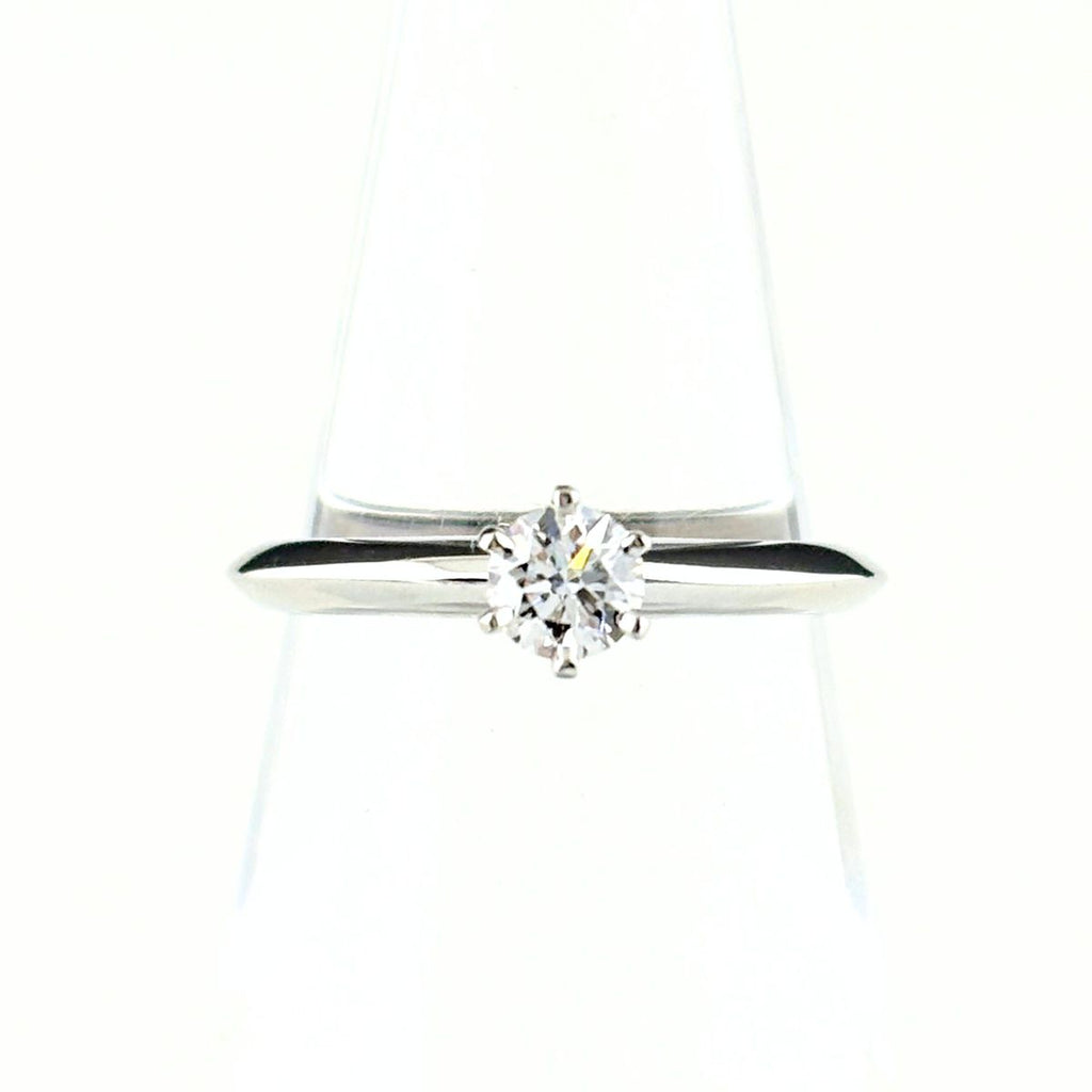 Tiffany & Co Solitaire Ring Platinum Pave Diamond