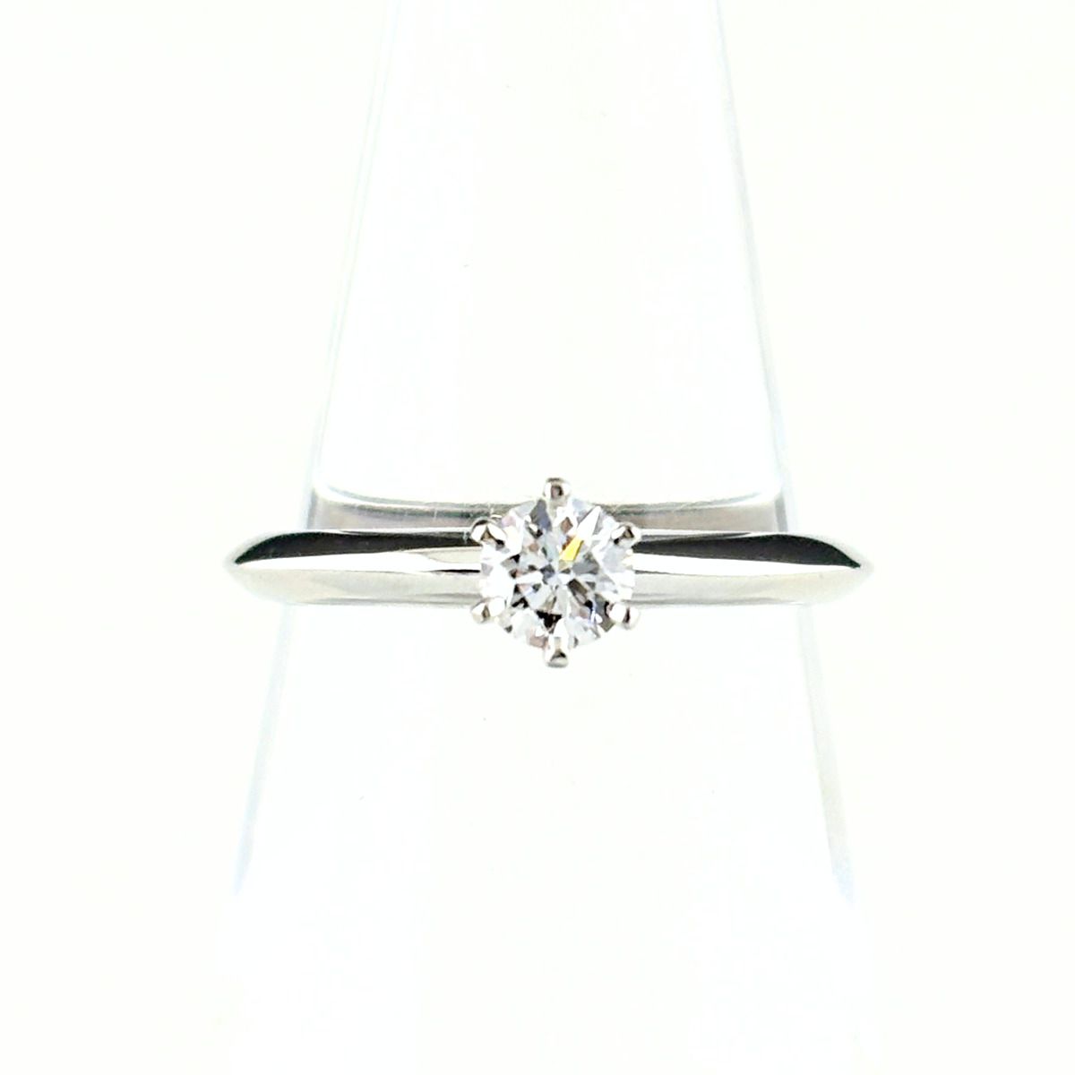 Tiffany & Co Solitaire Ring Platinum Pave Diamond
