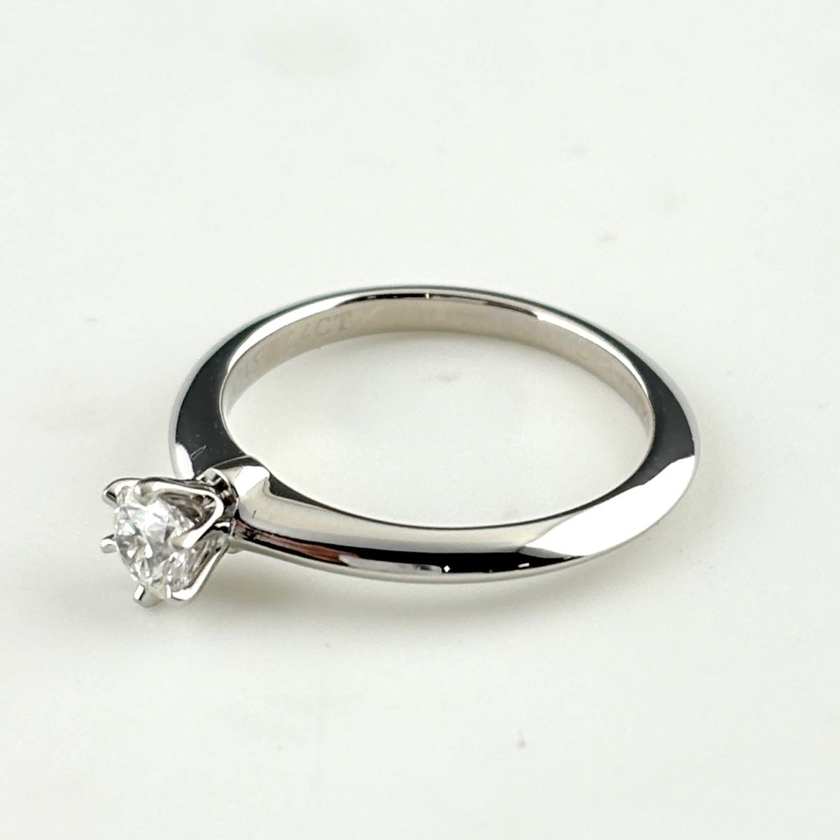 Tiffany & Co Solitaire Ring Platinum Pave Diamond — view 3