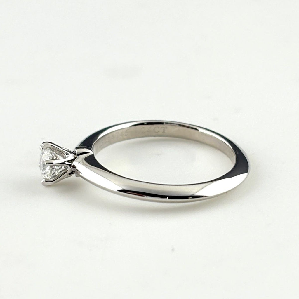 Tiffany & Co Solitaire Ring Platinum Pave Diamond — view 4