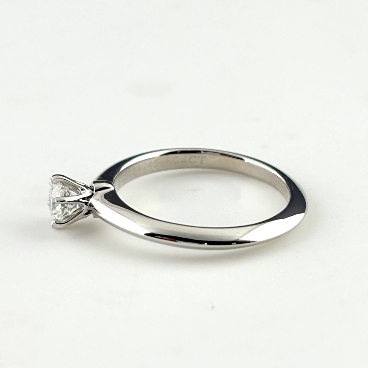 Tiffany & Co Solitaire Ring Platinum Pave Diamond — view 4