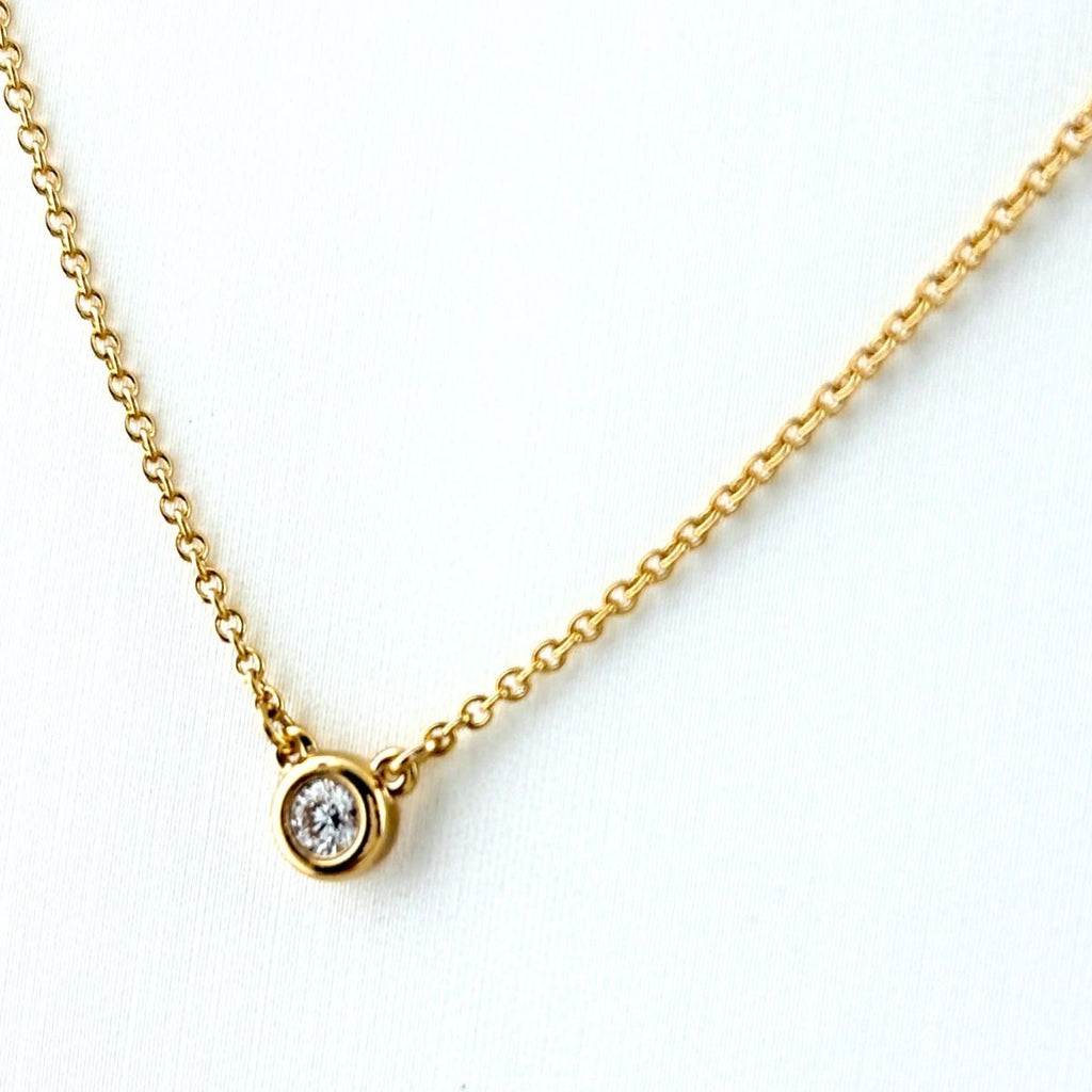 Tiffany & Co Elsa Peretti by the Yard Necklace YG Yellow Gold Pendant Diamond