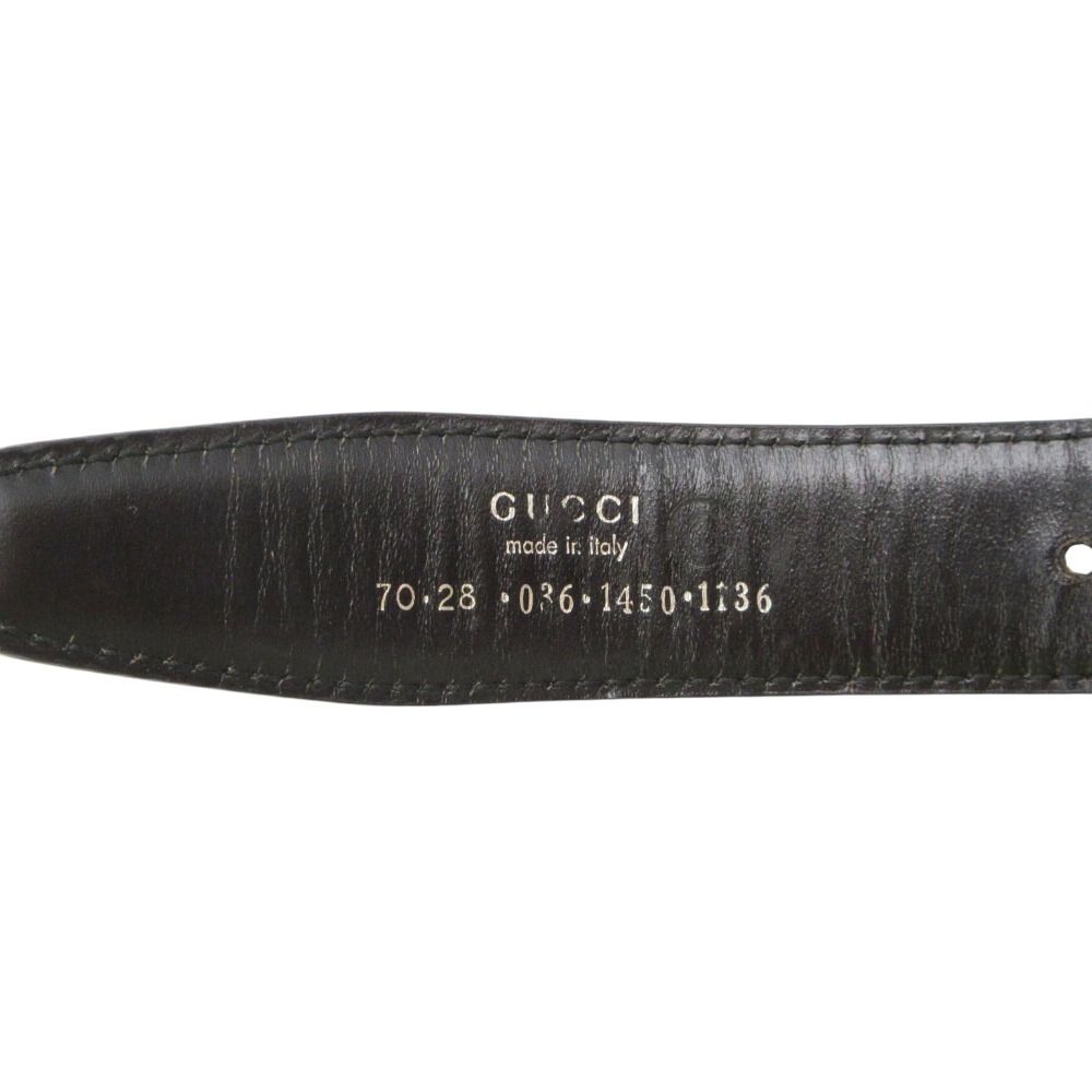 Gucci Belt Leather Logo Gold Buckle Plate Black 70 — view 4