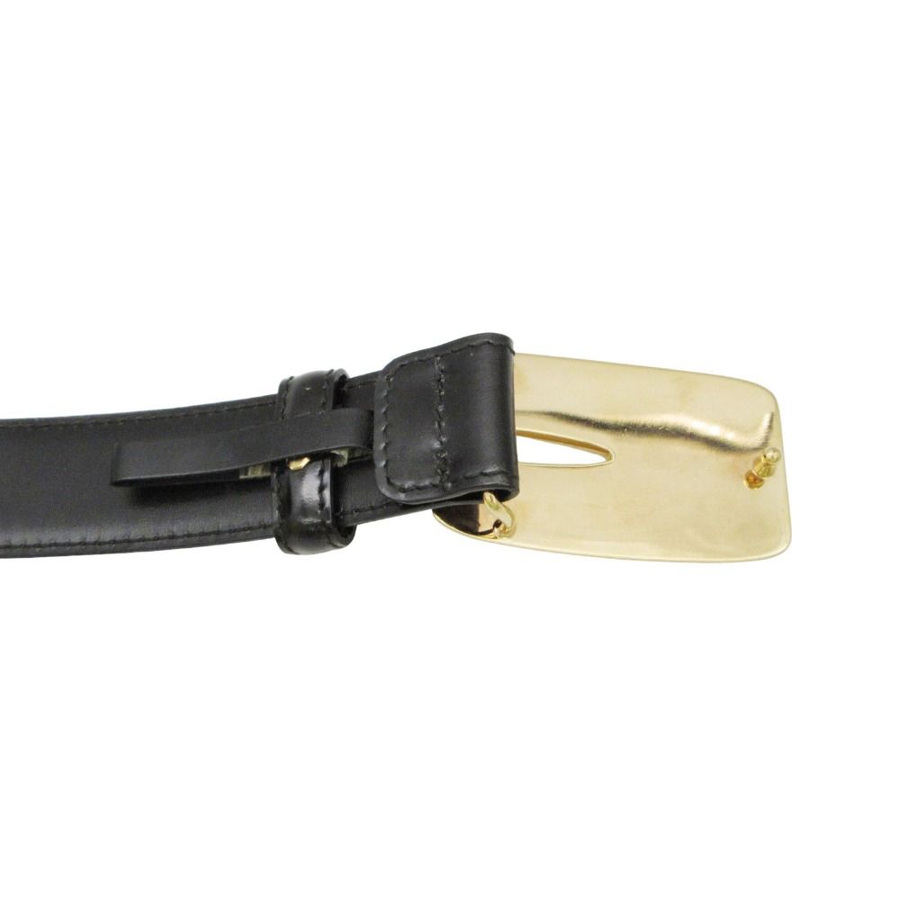 Gucci Belt Leather Logo Gold Buckle Plate Black 70 — view 3