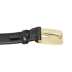 Gucci Belt Leather Logo Gold Buckle Plate Black 70 — view 3
