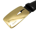 Gucci Belt Leather Logo Gold Buckle Plate Black 70 — view 8