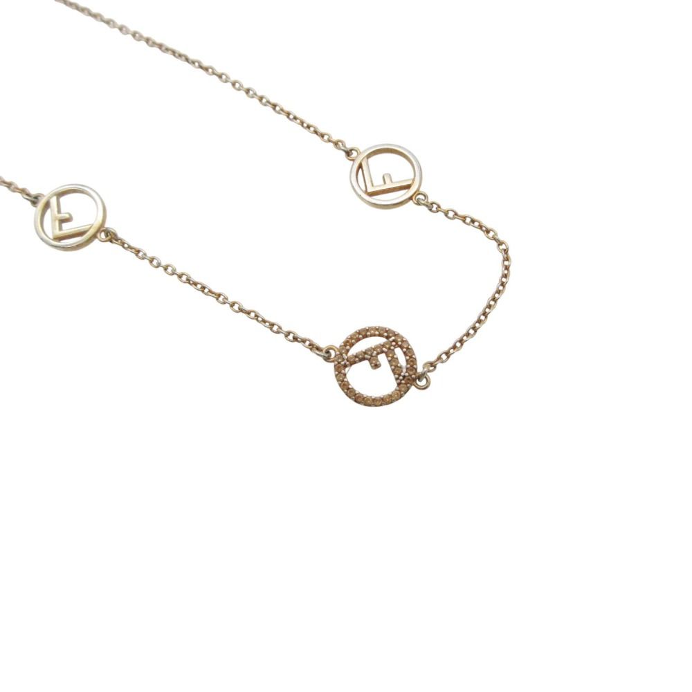 Fendi Necklace Is Crystal Bijou Choker Logo Chain Pink Gold