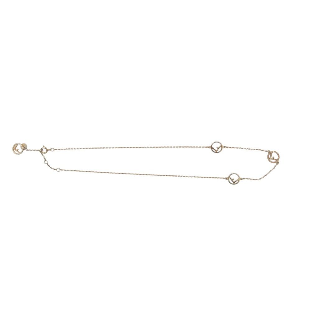 Fendi Necklace Is Crystal Bijou Choker Logo Chain Pink Gold — view 3