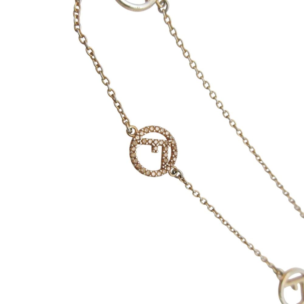 Fendi Necklace Is Crystal Bijou Choker Logo Chain Pink Gold — view 5