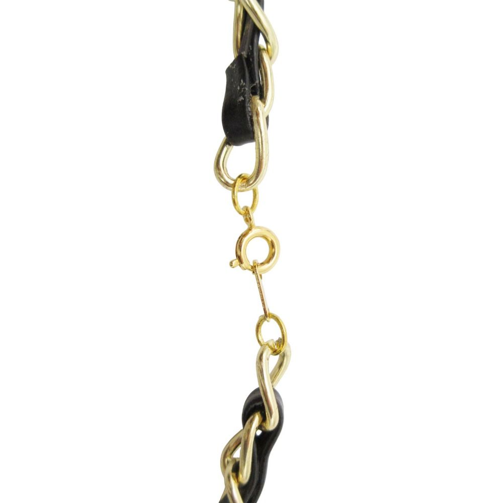 Chanel Necklace Perfume Bottle Charm Leather Chain Black Gold — view 6