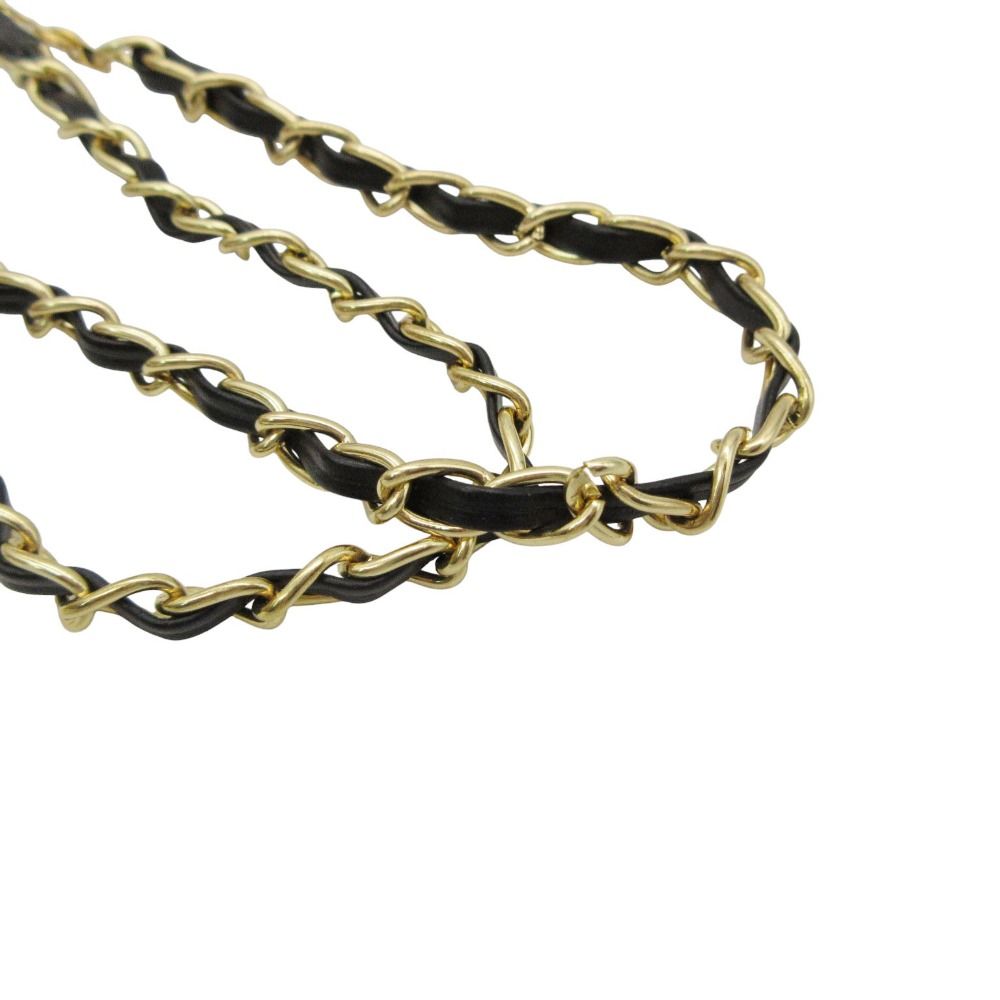 Chanel Necklace Perfume Bottle Charm Leather Chain Black Gold — view 5