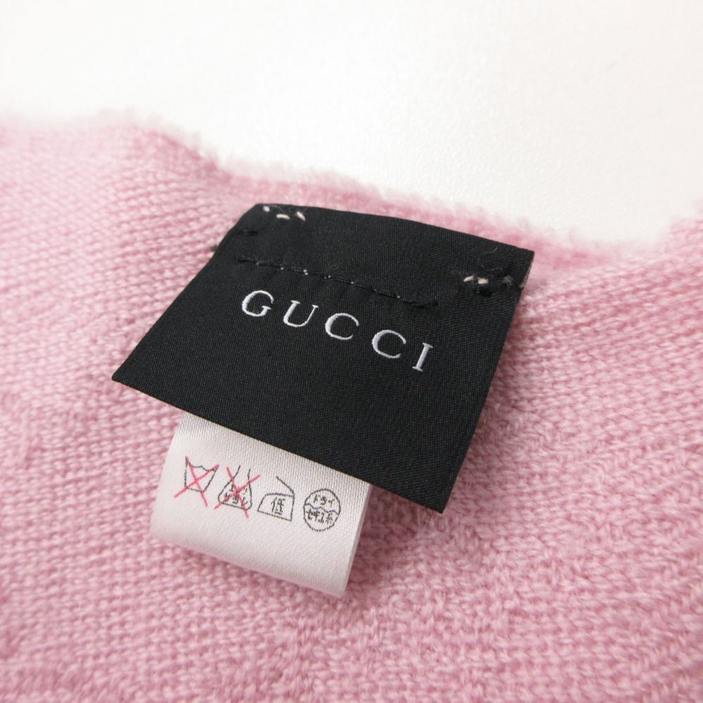 Gucci Shawl Wool Fringe Scarf Pink — view 6