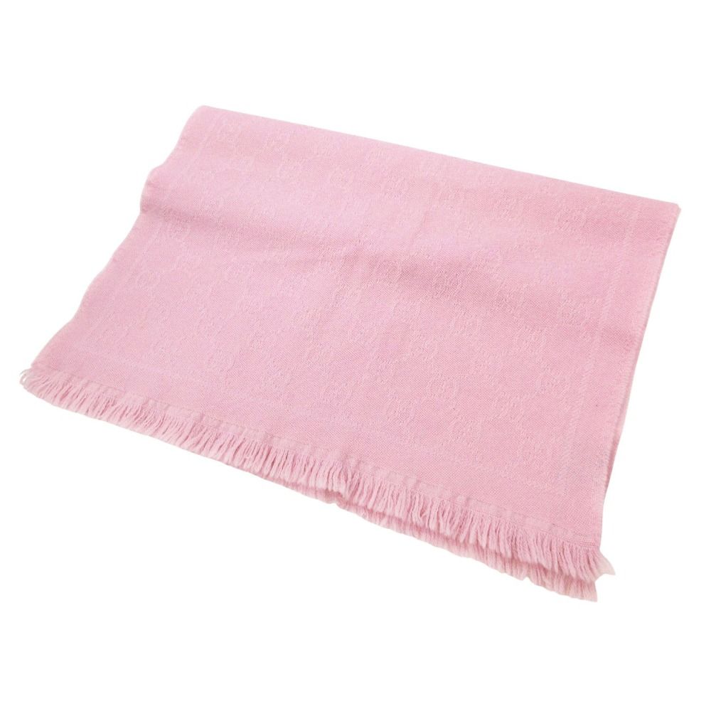 Gucci Shawl Wool Fringe Scarf Pink — view 5