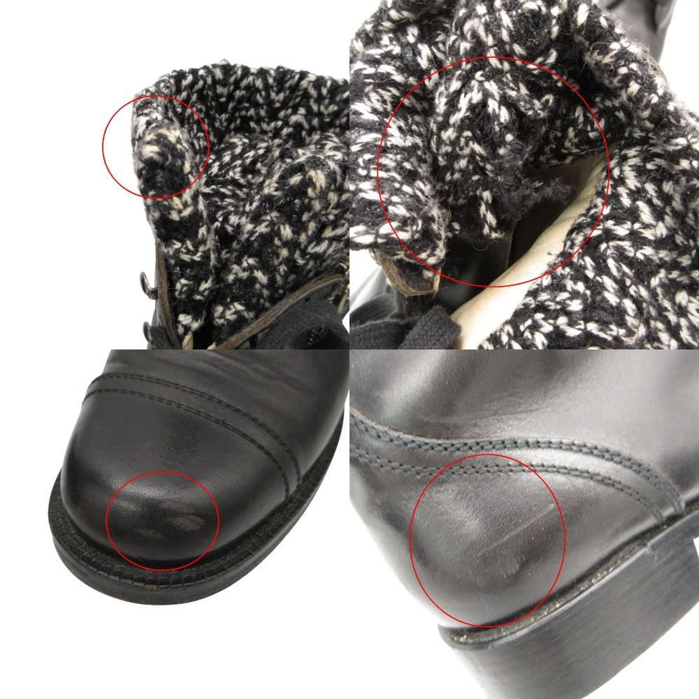 Chanel Boots CC Logo Side Zipper Long Combat Shoes Black — view 9