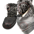Chanel Boots CC Logo Side Zipper Long Combat Shoes Black — view 9