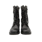 Chanel Boots CC Logo Side Zipper Long Combat Shoes Black — view 3