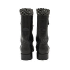 Chanel Boots CC Logo Side Zipper Long Combat Shoes Black — view 4