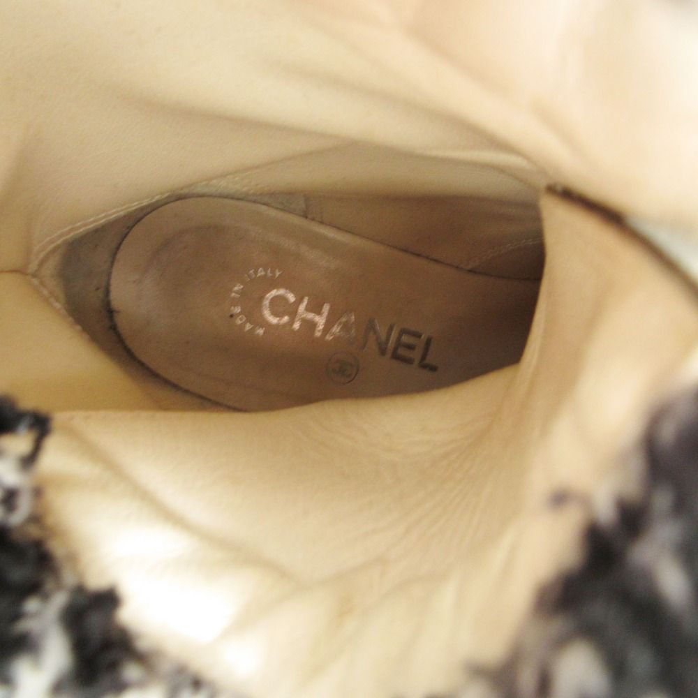 Chanel Boots CC Logo Side Zipper Long Combat Shoes Black — view 7
