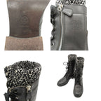 Chanel Boots CC Logo Side Zipper Long Combat Shoes Black — view 8