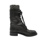 Chanel Boots CC Logo Side Zipper Long Combat Shoes Black — view 2