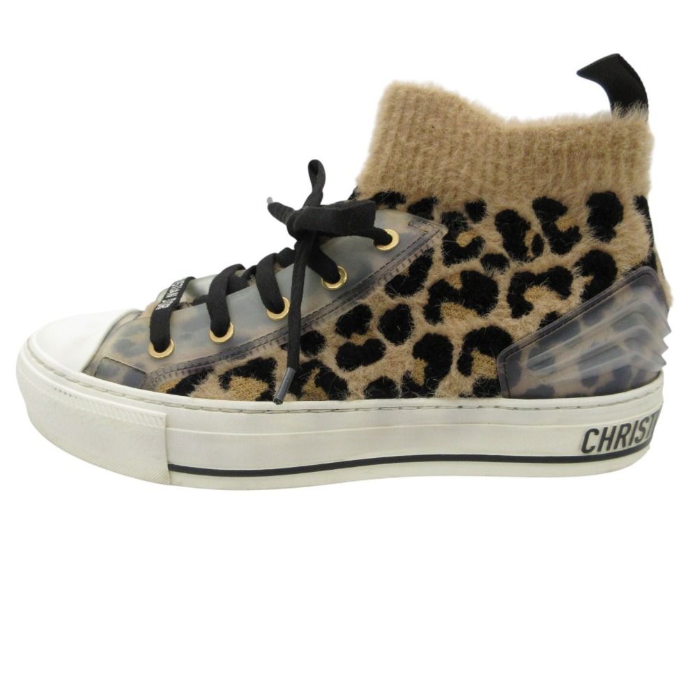 Dior Sneakers Walkn Leopard Print High Top Animal All Over Pattern Beige