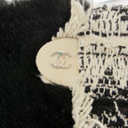 Chanel Boots Long Tweed Lapinfa CC Logo Wood Heels White — view 7