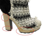 Chanel Boots Long Tweed Lapinfa CC Logo Wood Heels White — view 8
