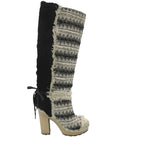 Chanel Boots Long Tweed Lapinfa CC Logo Wood Heels White — view 4
