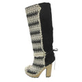Chanel Boots Long Tweed Lapinfa CC Logo Wood Heels White