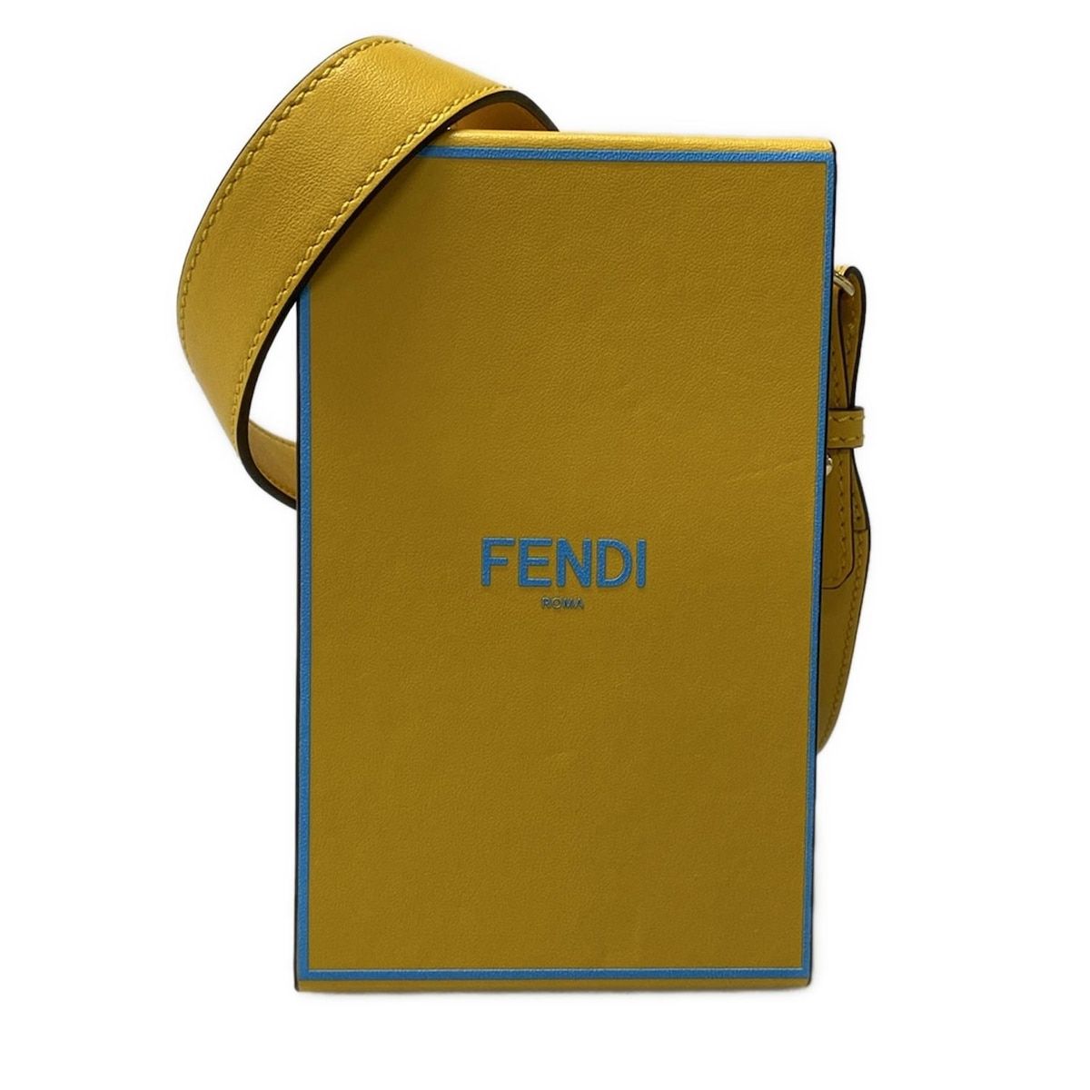 Fendi Shoulder Bag Pack Yellow Light Blue Leather