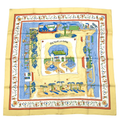 Hermes Carre 90 RE Tour a la Terre Return Yellow Silk 100% Scarf
