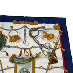 Hermes Scarf Carre 90 Silk Memoire D'hermes Memories Blue White — view 4